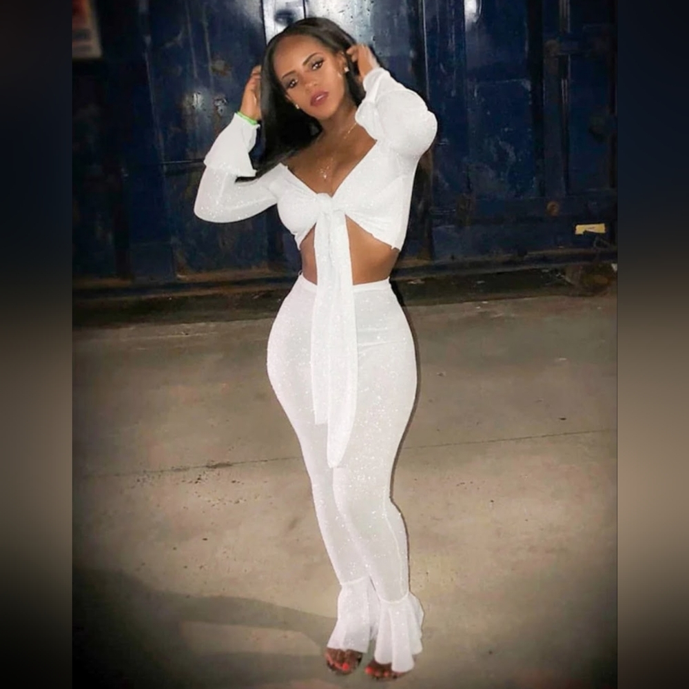 2pc set White and Silver Shimmer